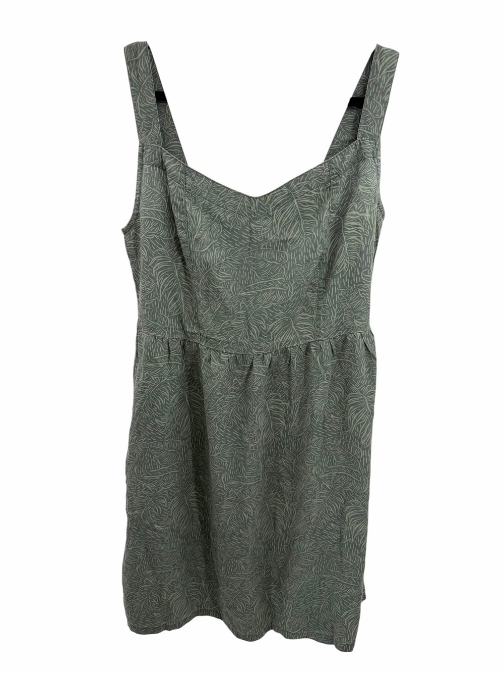 Mountain Warehouse Green Dress Leaf Print Size 12 100% Tencel Pockets